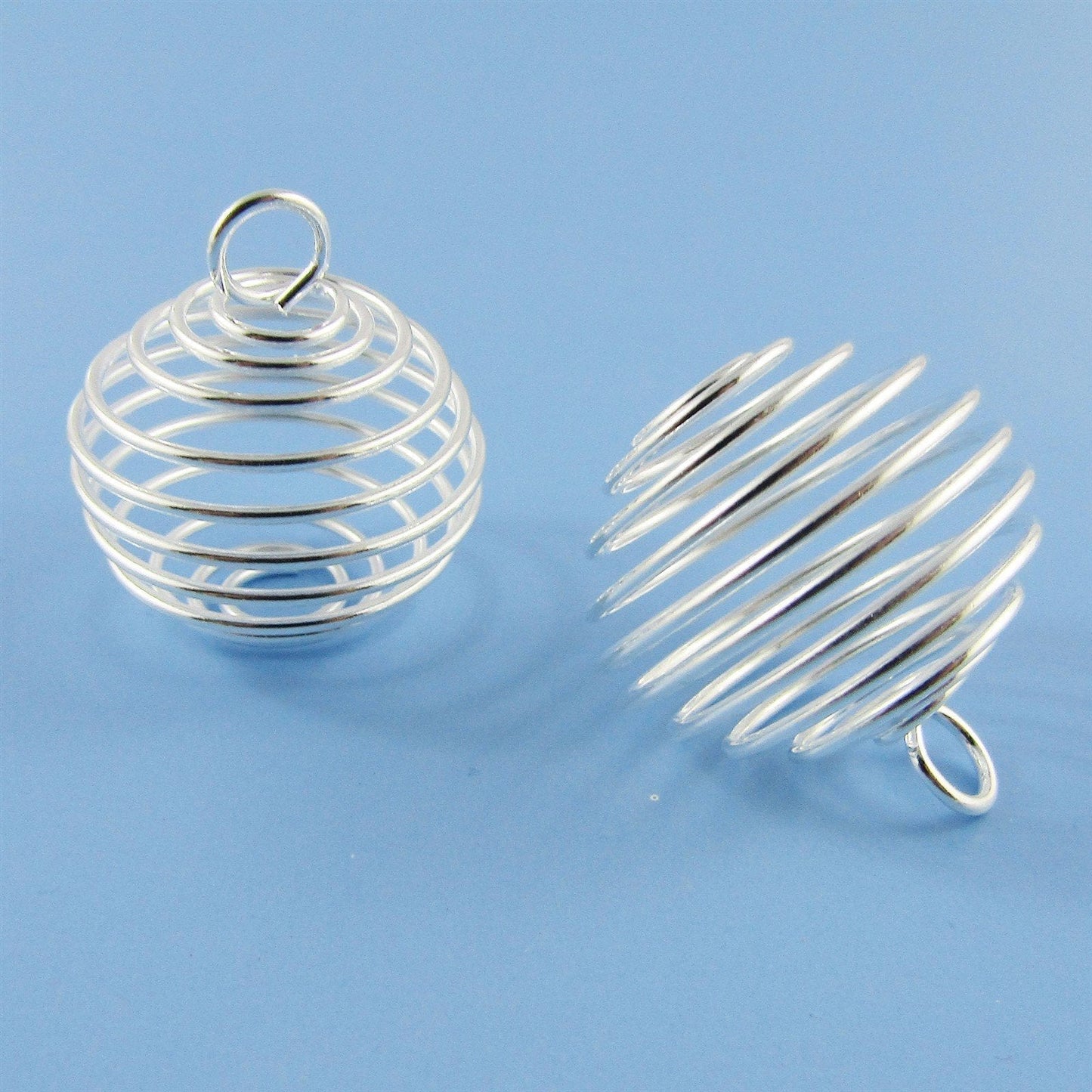 Bulk 5pce Lantern Cage Charm Spiral Pendant Wrapped Wire 27x24mm Silver Plate