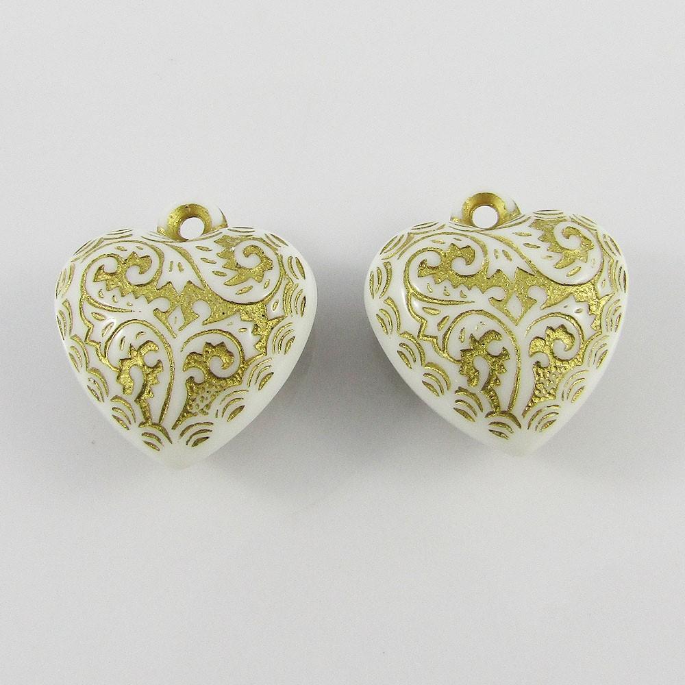 Bulk Heart Charm Pendant Metallic Etched Acrylic Valentine 21x20mm Select Qty