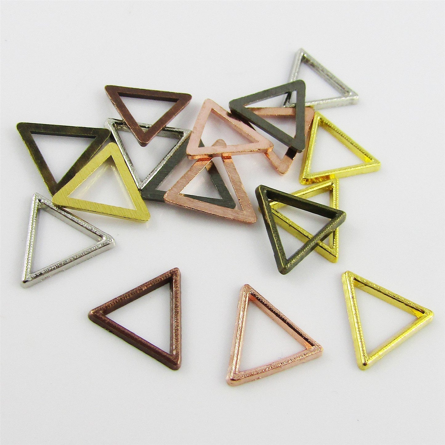 Bulk Mini Triangle Linking Ring Charm Pendent 10x11mm Inner 7x7.5mm Random Mix