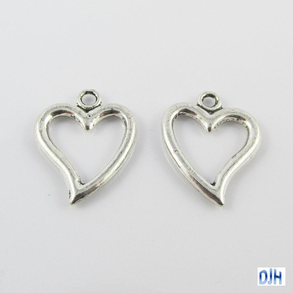 Bulk Open Heart Charm Pendant Love Heart 19x15mm Select Qty