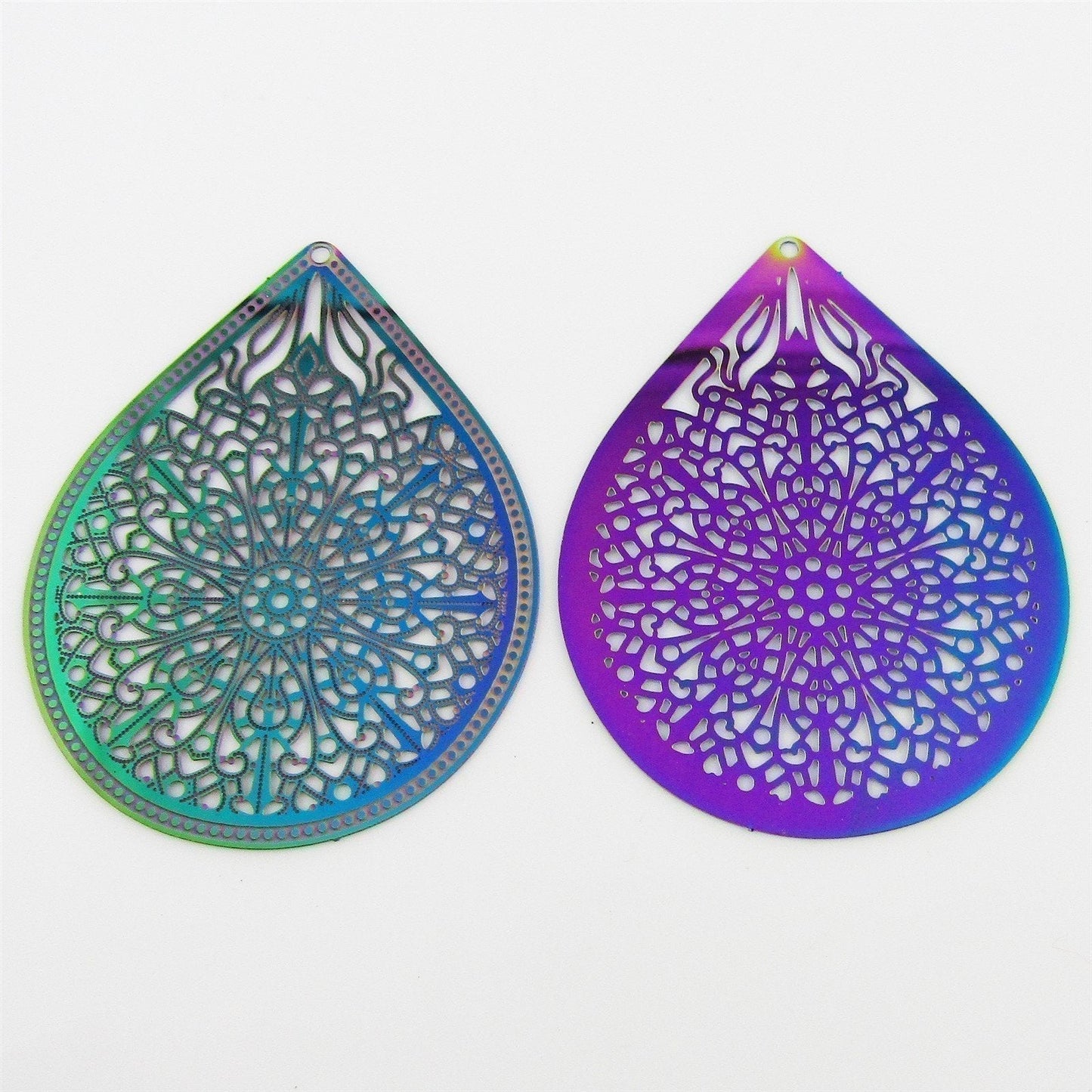 Bulk 6pce Laser Cut Mandala Drop Charm Pendant Earring Component SSteel 51x40mm