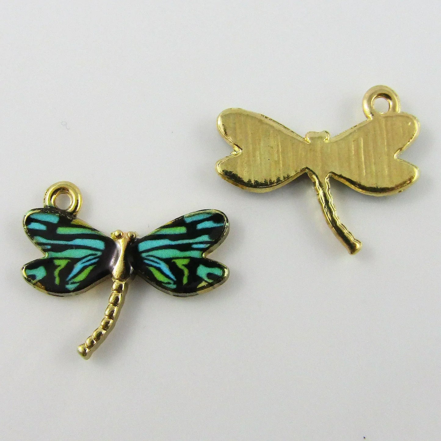 Bulk 10pce Enamel Dragonfly Green Charm Pendant Animals Insects 22x17mm