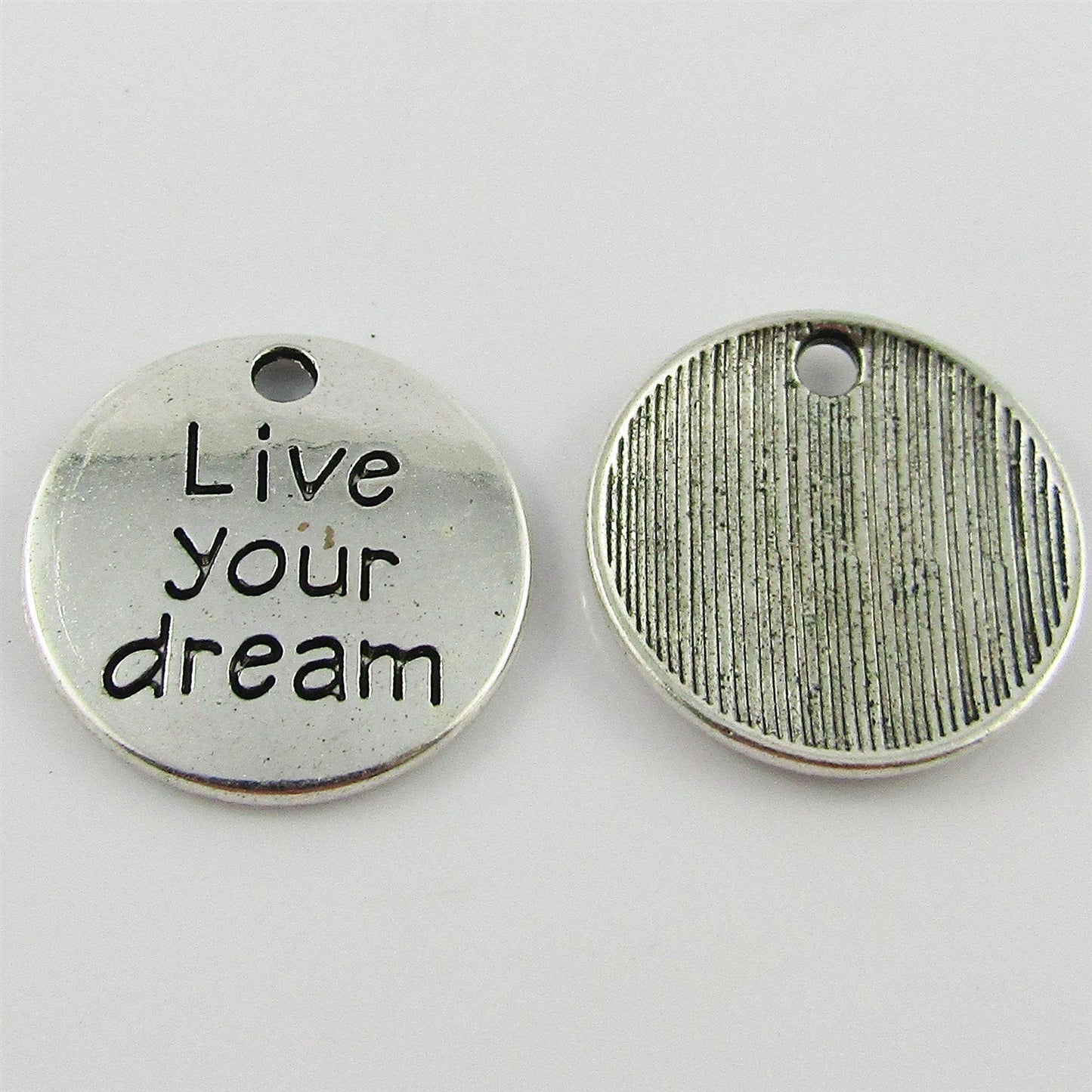 Bulk Live Your Dream Charm Pendant Message Disc 20mm Select Qty