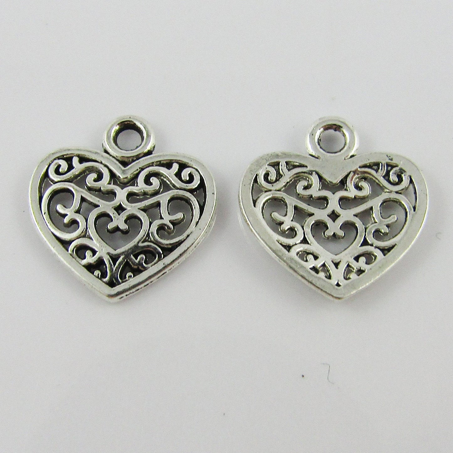 Bulk Filigree Fairy Tale Heart Charm Pendant Love Heart Alloy 15x14mm Select Qty