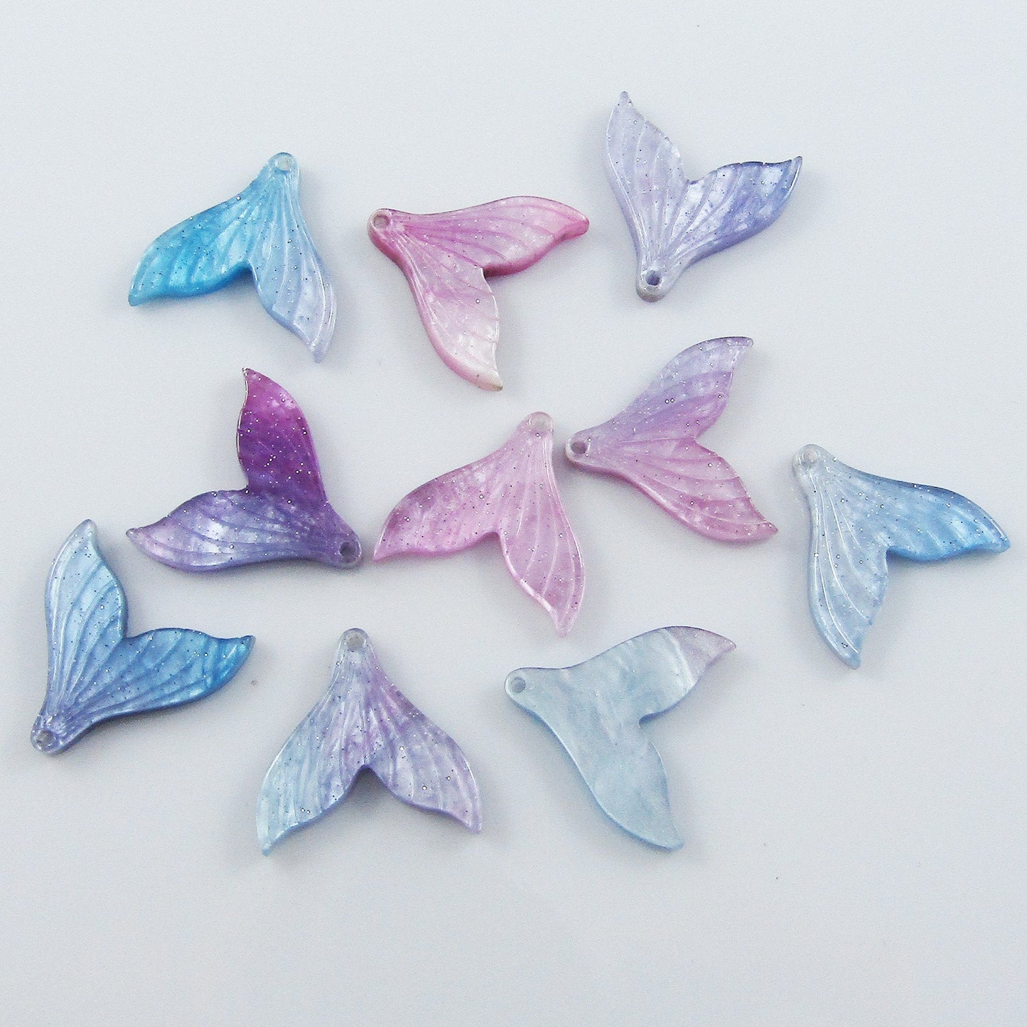 Bulk Mermaid Tail Charm Pendant Multitone Cellulose Acetate 19x19mm Select Qty