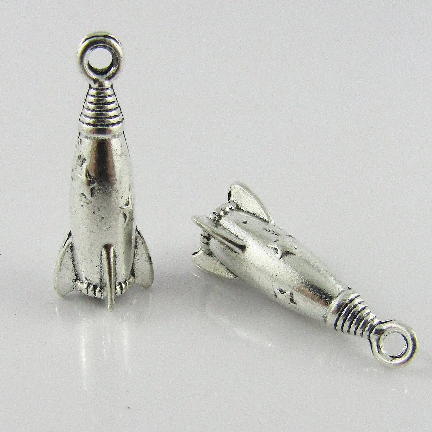 Bulk 3D Rocket Charm Pendant Space Rocket Alloy 24x7mm Select Qty