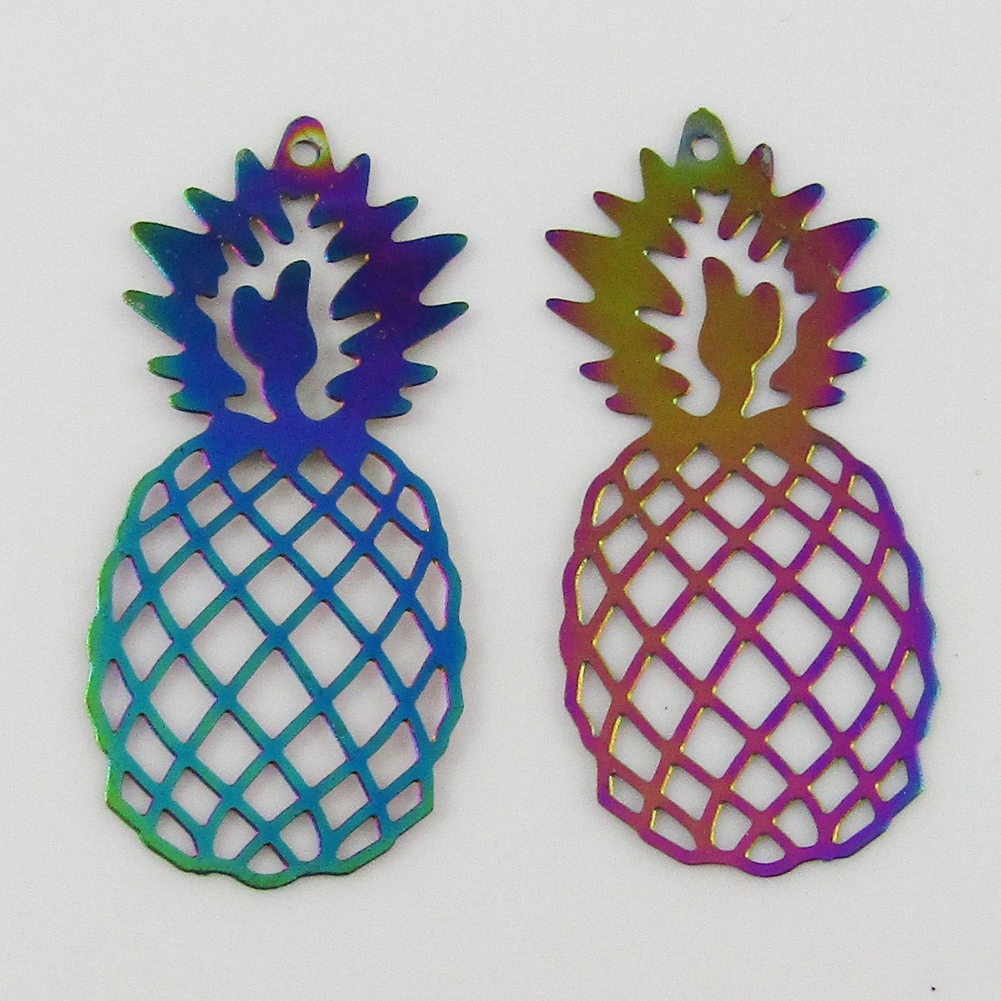 Bulk 6pce Laser Cut Pineapple Charm Pendant Earring Component SSteel 35x16mm