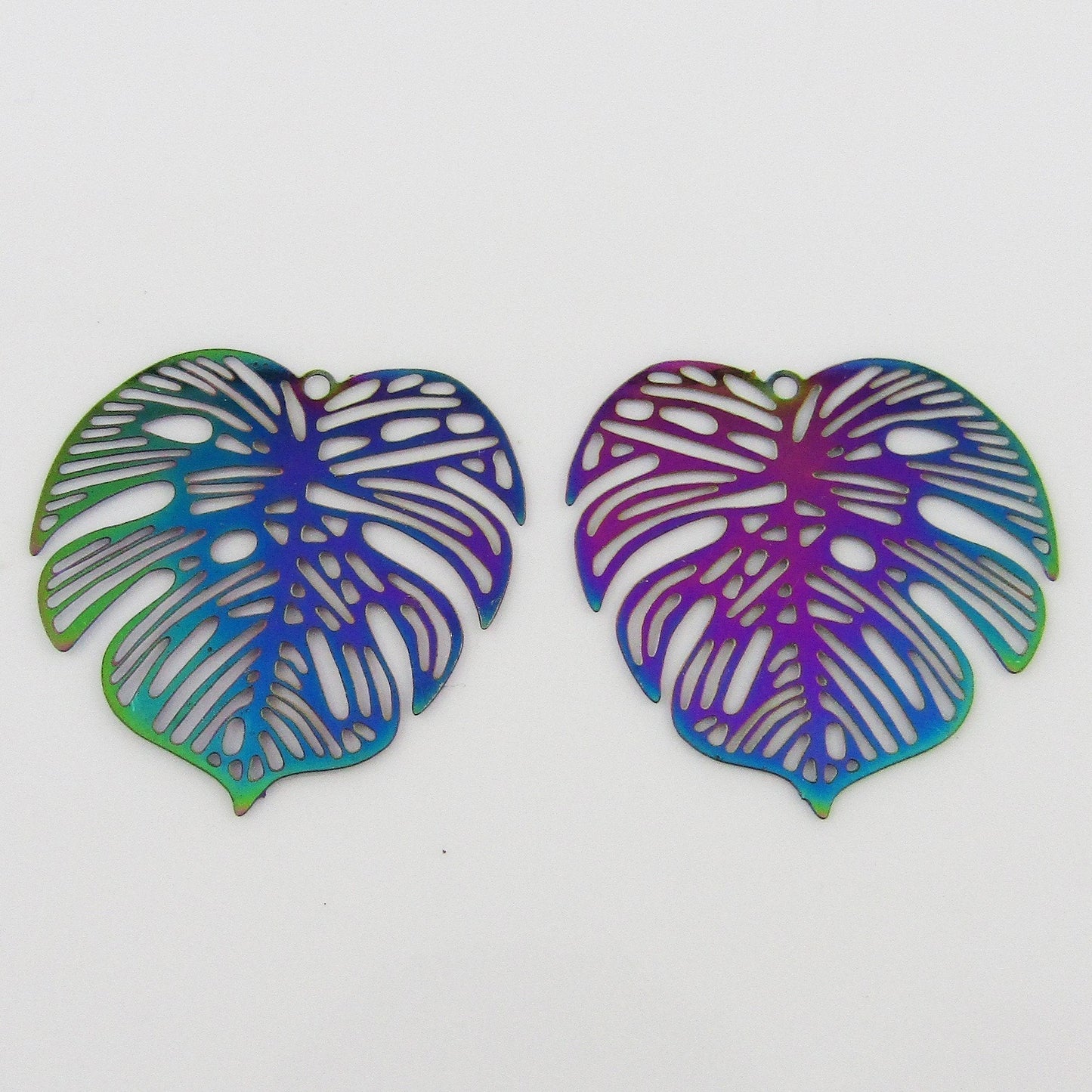 Bulk 6pce Laser Cut Monstera Leaf Charm Pendant Earring Component SSteel 26x26mm