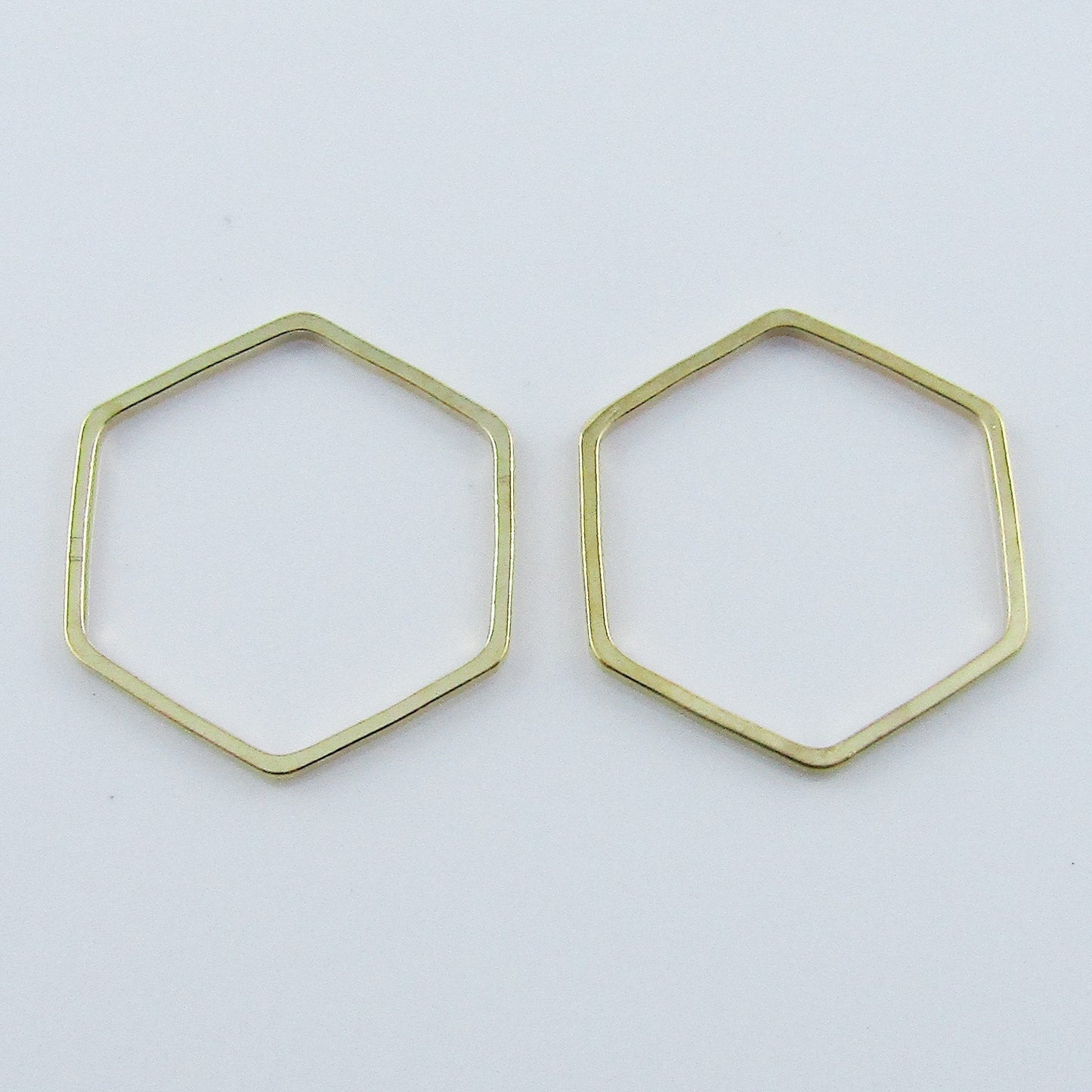 10pcs Hexagon Linking Ring Charm Pendant Light Gold Brass 22x22x1mm