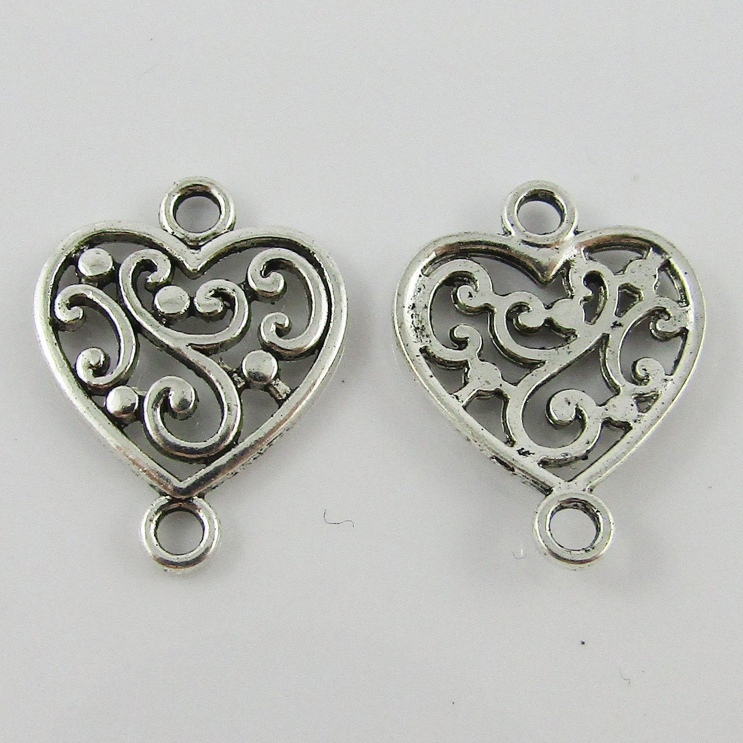 Bulk Scroll Heart Connector Charm Pendant Alloy 19x14mm Select Qty
