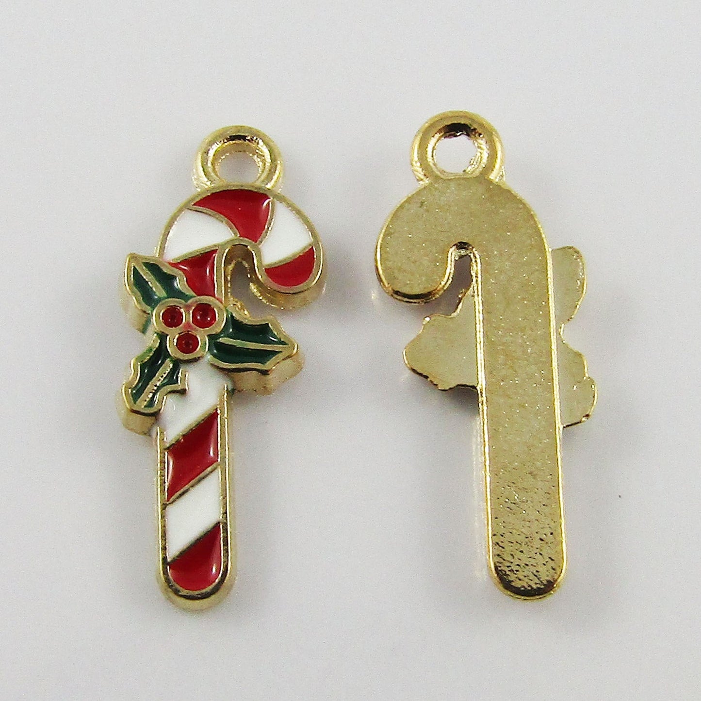 Bulk 10pce Enamel Candy Cane Charm Pendant Christmas 19x7mm