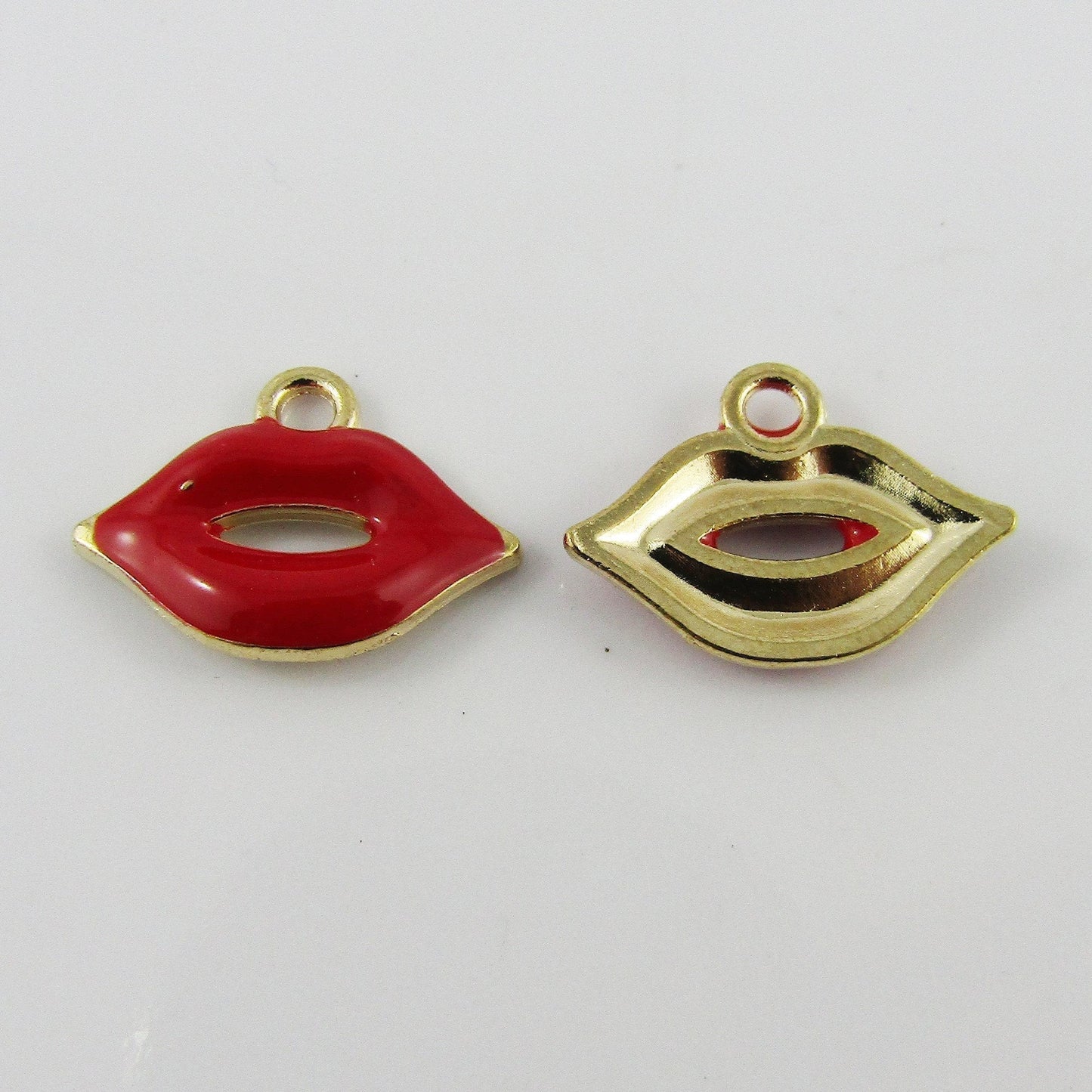 Bulk 10pce Enamel Red Lipstick Lips Shape Charm Pendant 13x18mm