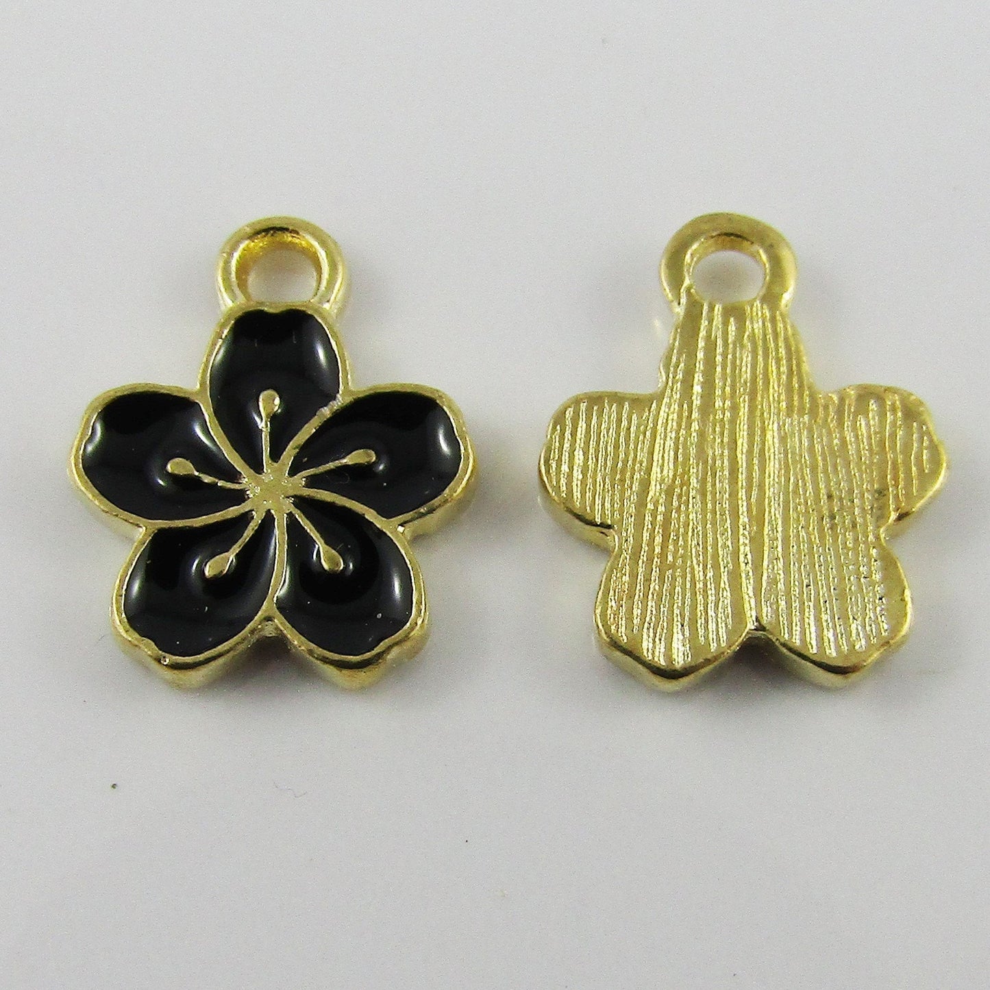 Bulk 10pce Enamel Cherry Plum Blossom Charm Pendant Flower 14x12mm Select Colour