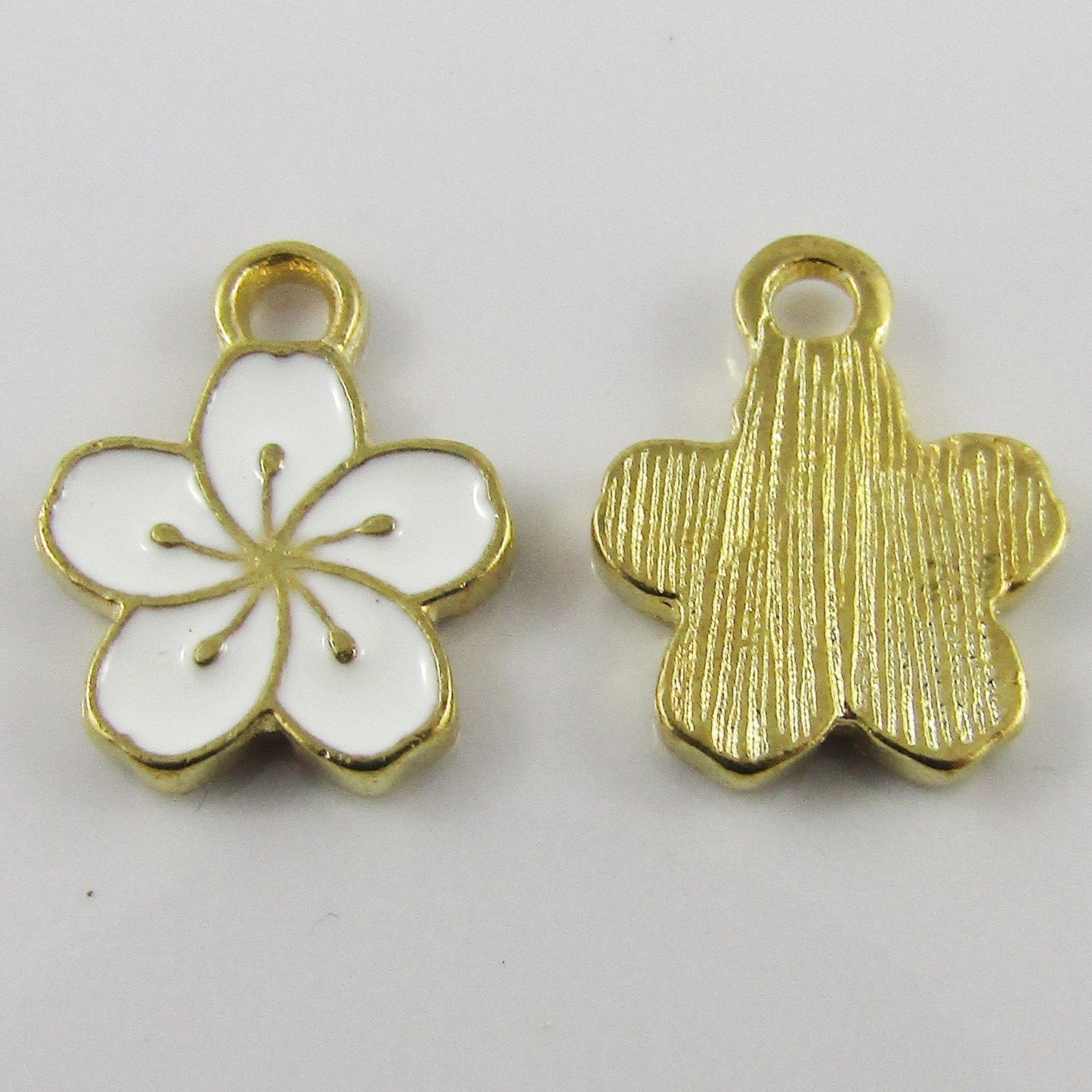 Bulk 10pce Enamel Cherry Plum Blossom Charm Pendant Flower 14x12mm Select Colour