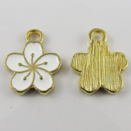 Bulk 10pce Enamel Cherry Plum Blossom Charm Pendant Flower 14x12mm Select Colour