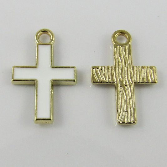 Bulk 10pce Enamel Mini Cross Charm Pendant Religious Cross 16x10mm Select Colour