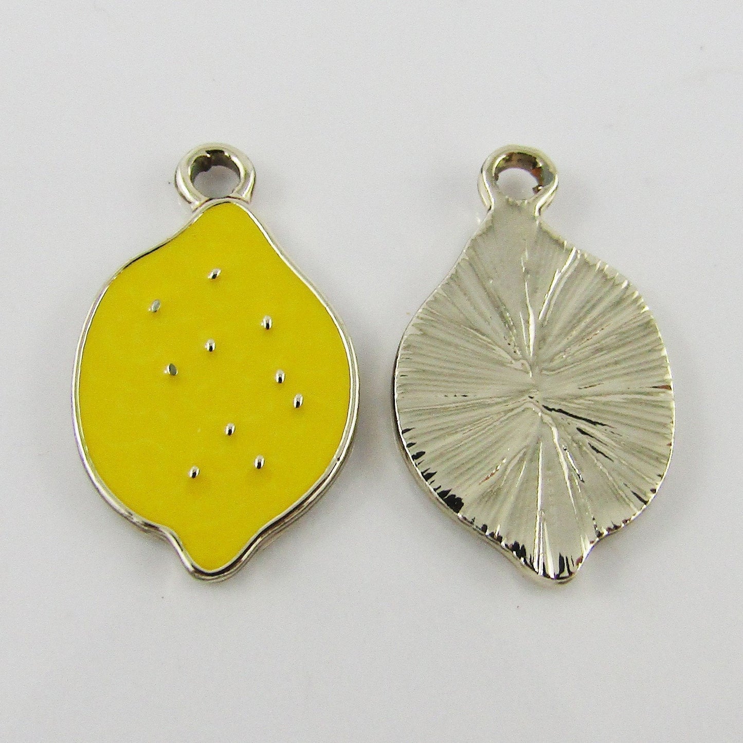 Bulk 10pce Enamel Lemon Charm Pendant 20x12mm