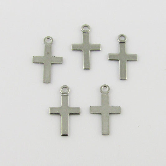 Bulk Tiny Simple Crucifix Cross Charm Pendant 316 Stainless Steel 10x6mm