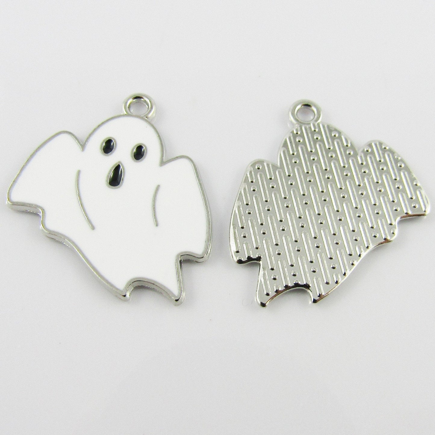 Bulk 10pce Enamel Halloween Ghost Charm Pendant Scary Ghost White 26x23mm