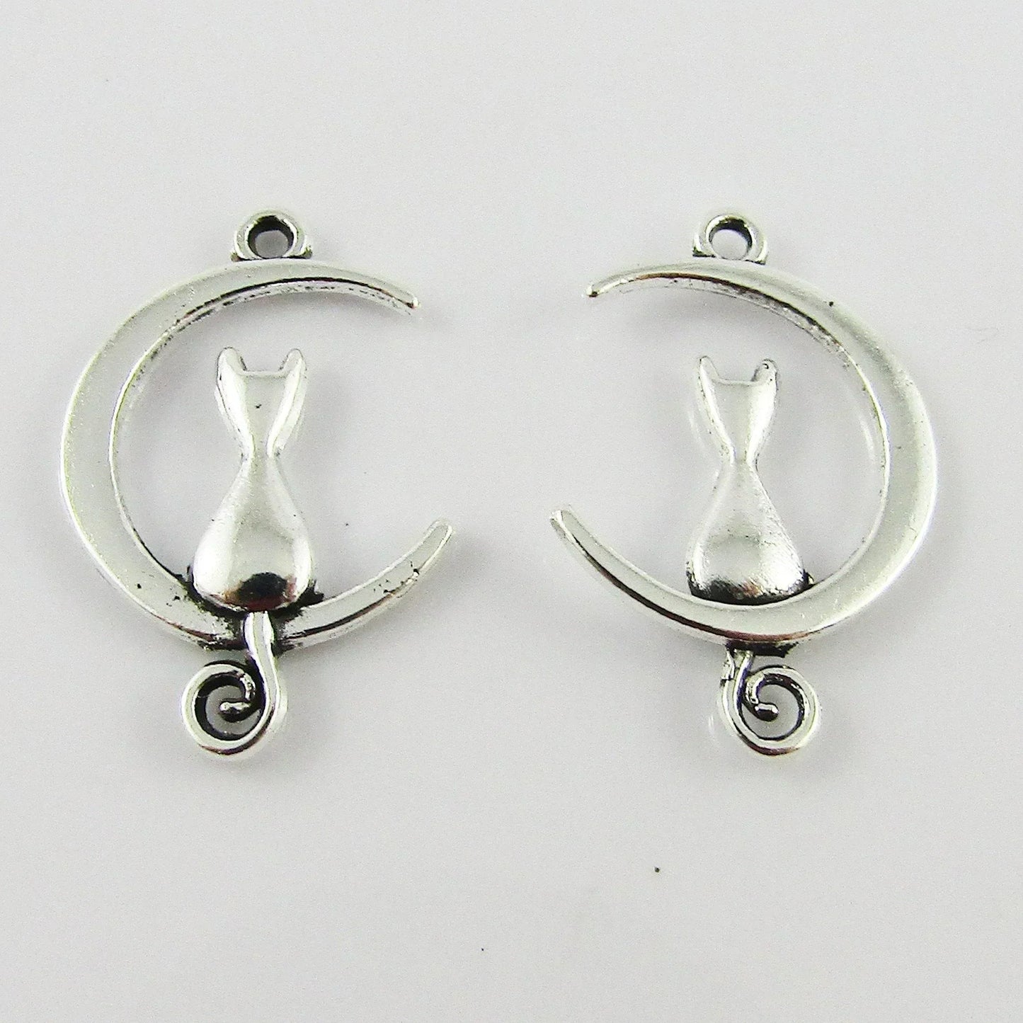 Bulk Moon Cat Charm Pendant Crescent Moon Kitty 20x13mm Select Qty