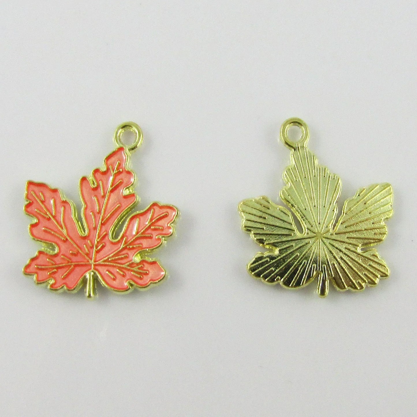 Bulk 10pce Enamel Maple Leaf Charm Pendant Garden Nature 21x20mm
