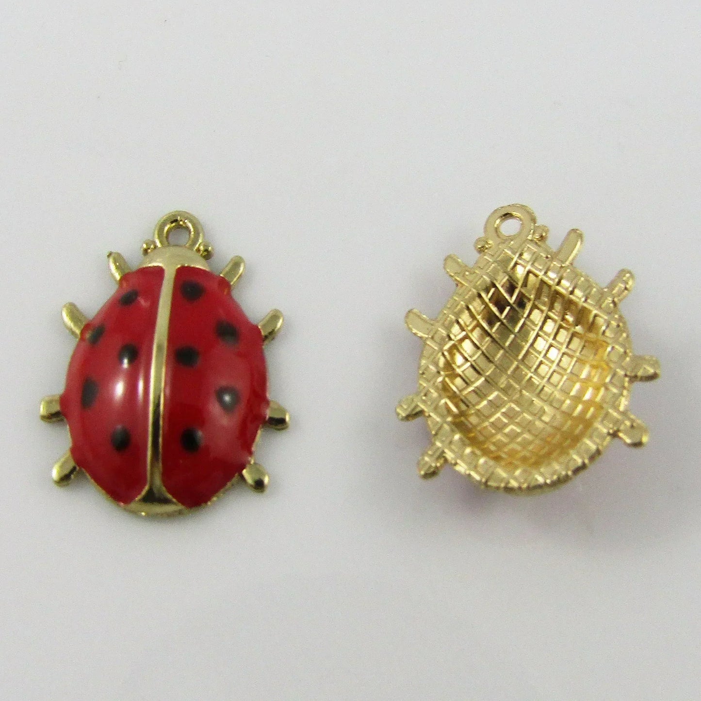 Bulk 10pce Enamel Ladybug Charm Pendant Animals Insects 17x15x4mm