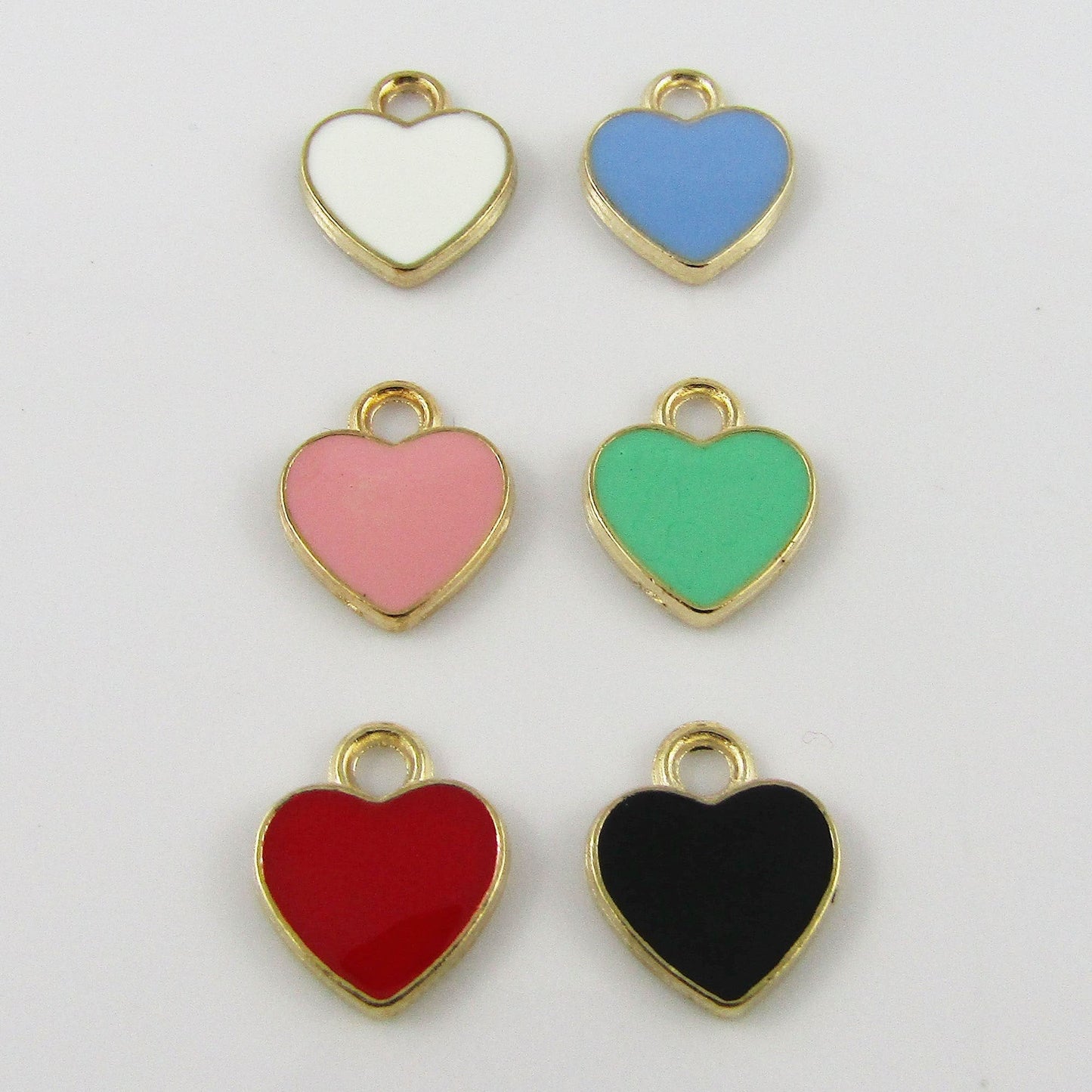 Bulk 10pce Enamel Solid Heart Charm Pendant 12x10mm Select Colour