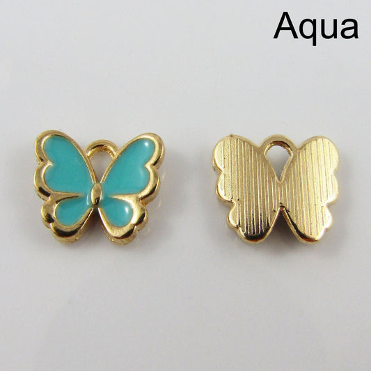 Bulk 10pce Enamel Butterfly Charm Pendant 10x13mm Select Colour
