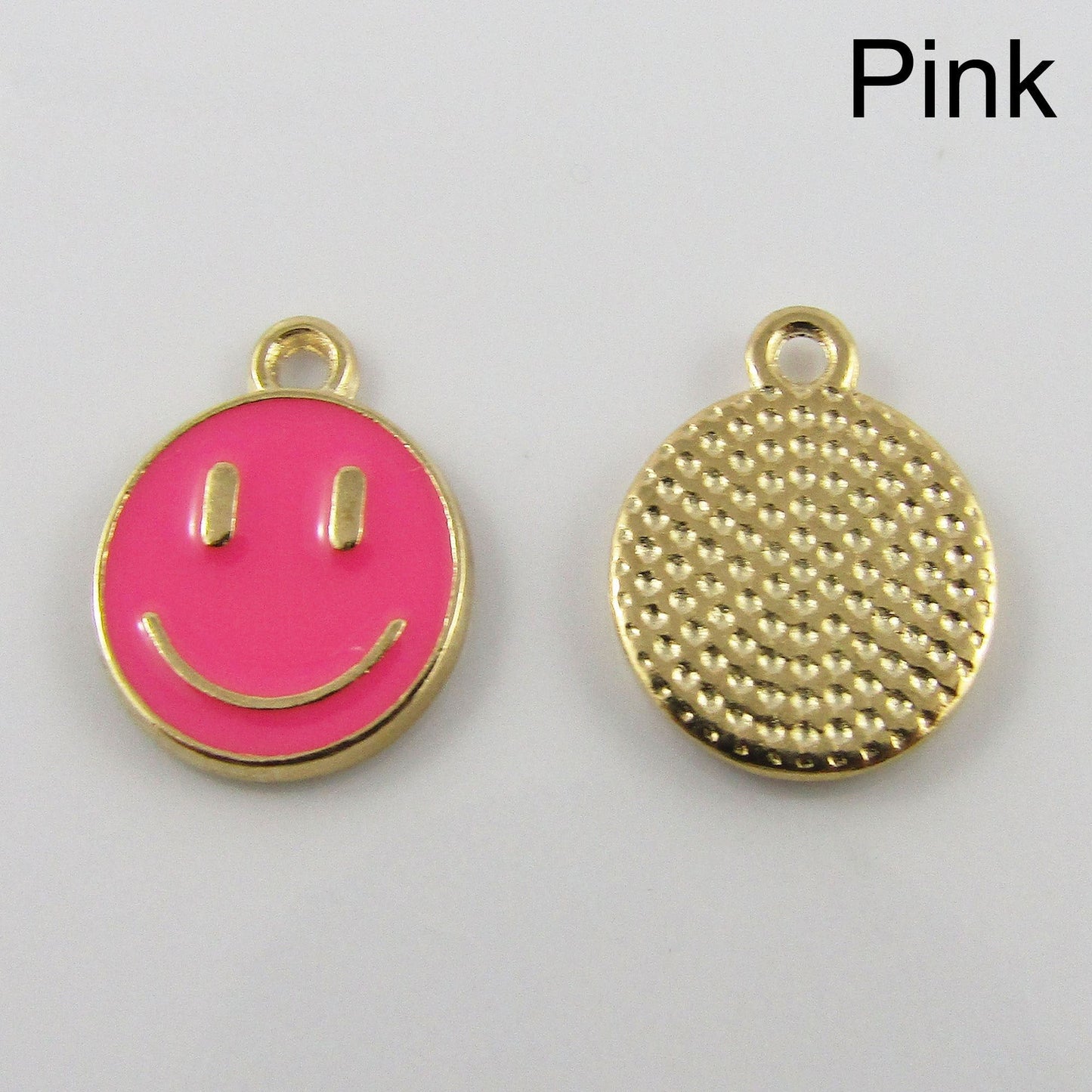 Bulk 10pce Enamel Smiley Face Charm Pendant 14x12mm Select Colour