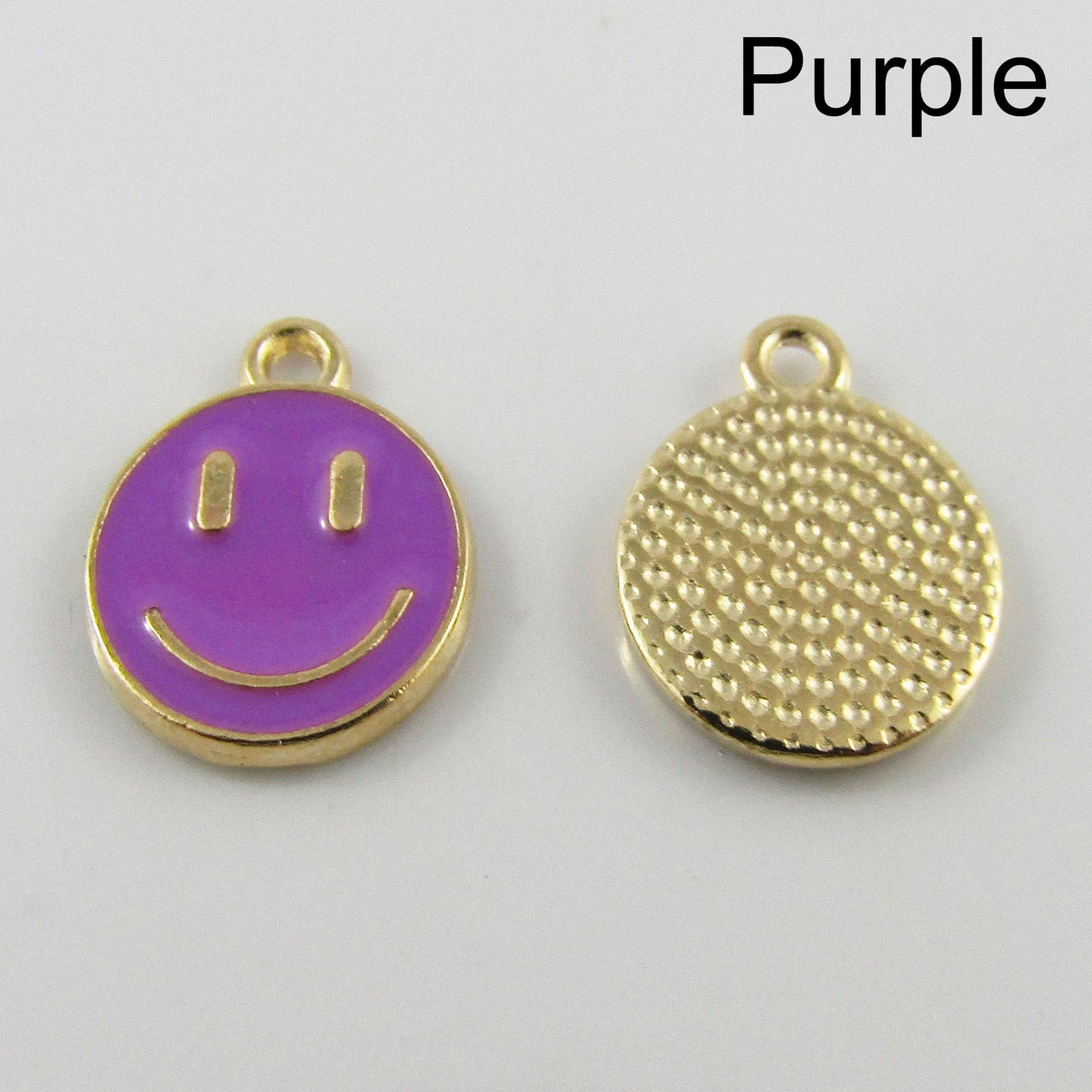 Bulk 10pce Enamel Smiley Face Charm Pendant 14x12mm Select Colour