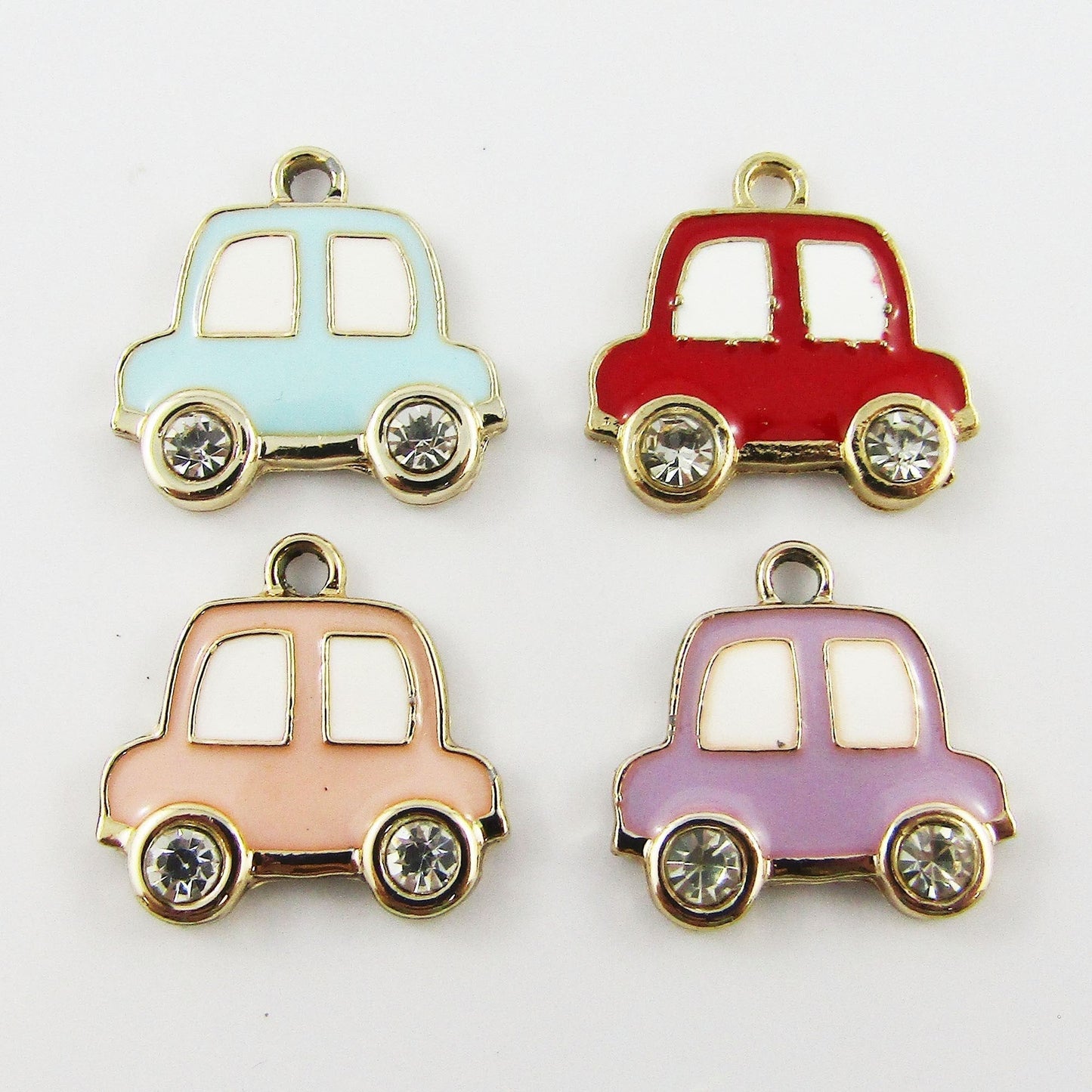 Bulk 10pce Enamel Rhinestone Car Charm Pendant Transport 17x17mm Select Colour