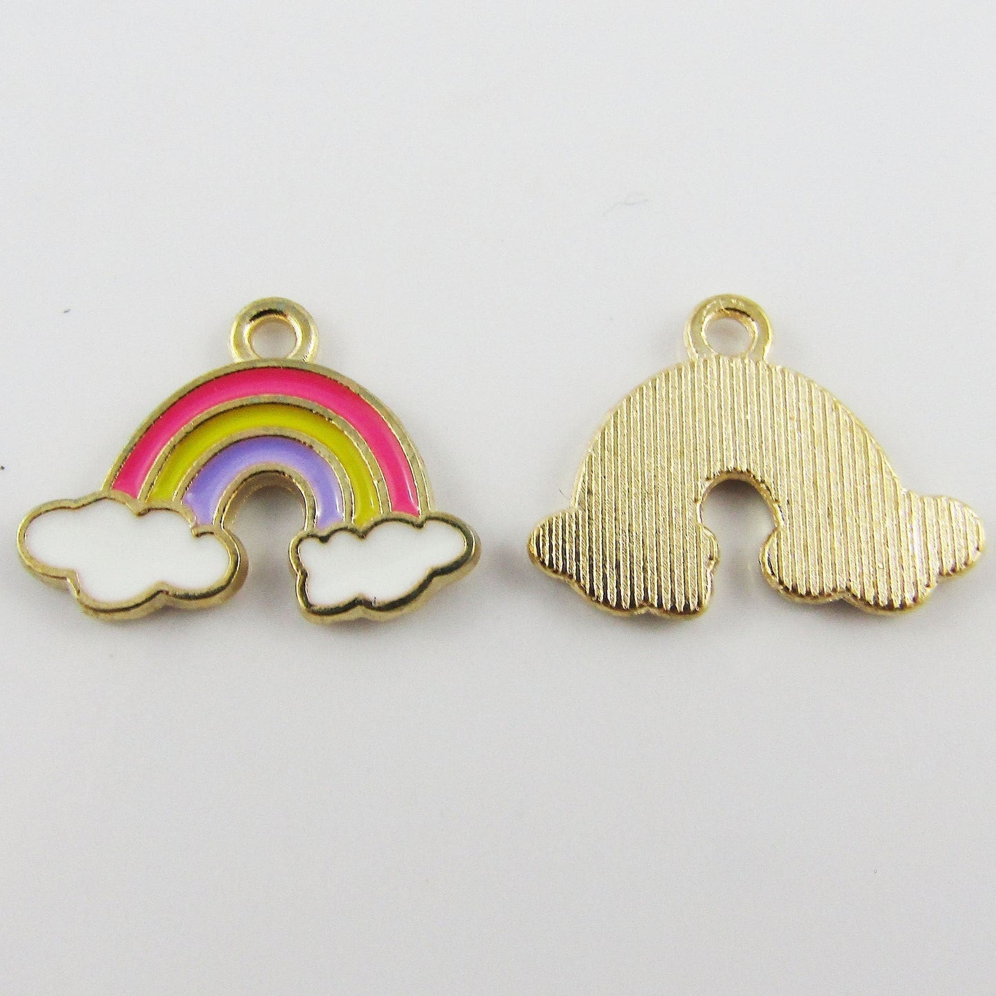 Bulk 10pce Gold Enamel Rainbow Clouds Alloy Charm Pendant 19x14mm