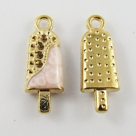 Bulk 10pce Enamel Marble Ice Cream Alloy Charm Pendant 7x19mm Select Colour