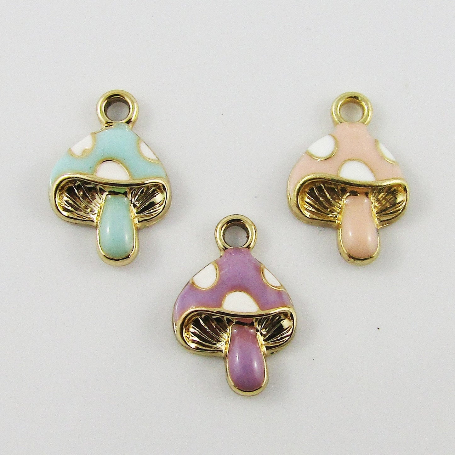 Bulk 10pce Enamel Toadstool Mushroom Charm Pendant Fairy 23x25mm Select Colour