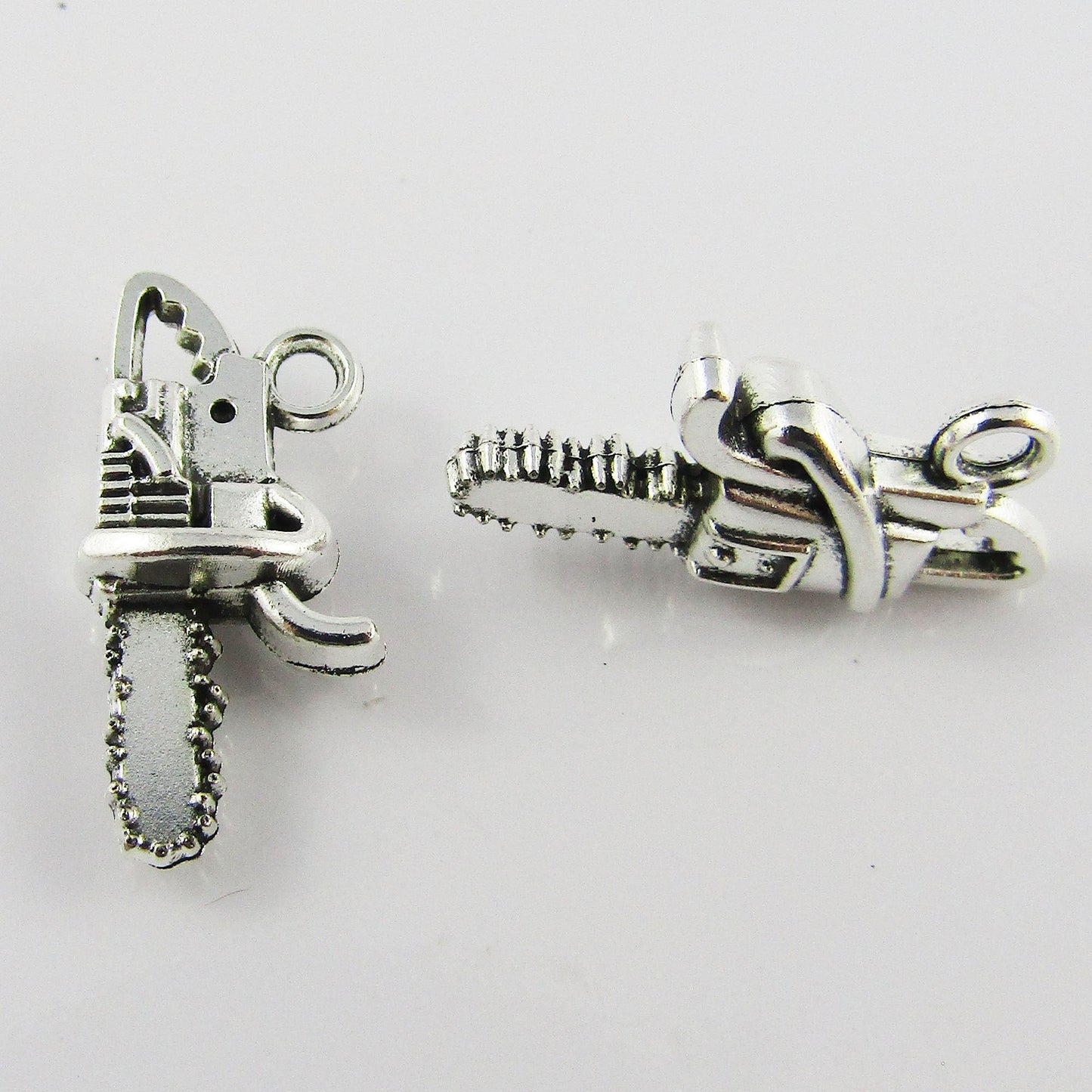Bulk 3D Chainsaw Charm Pendant Tool Gardening Alloy 20x10mm Select Qty