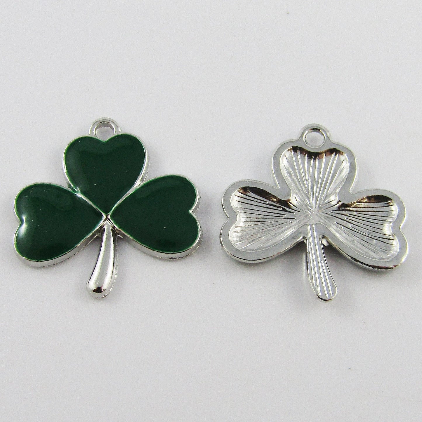 Bulk 6pce Enamel St Patricks Shamrock Charm Pendant Lucky Clover Leaf 23x22mm