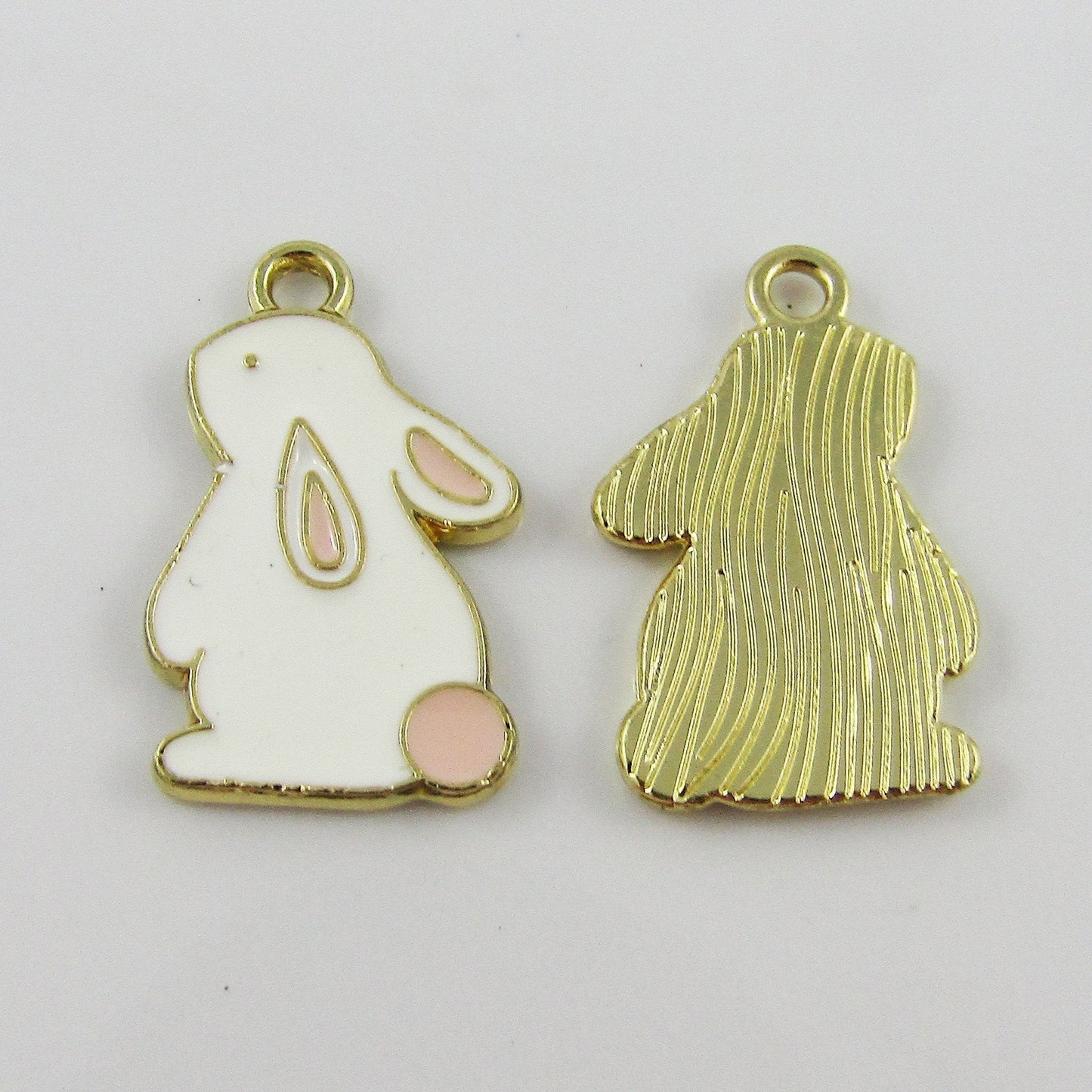 Bulk 10pce Enamel Cottontail Rabbit Charm Pendant Easter Bunny 22x13mm