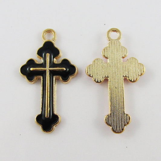Bulk 10pce Enamel Easter Religious Cross Charm Pendant 25x14mm Select Colour