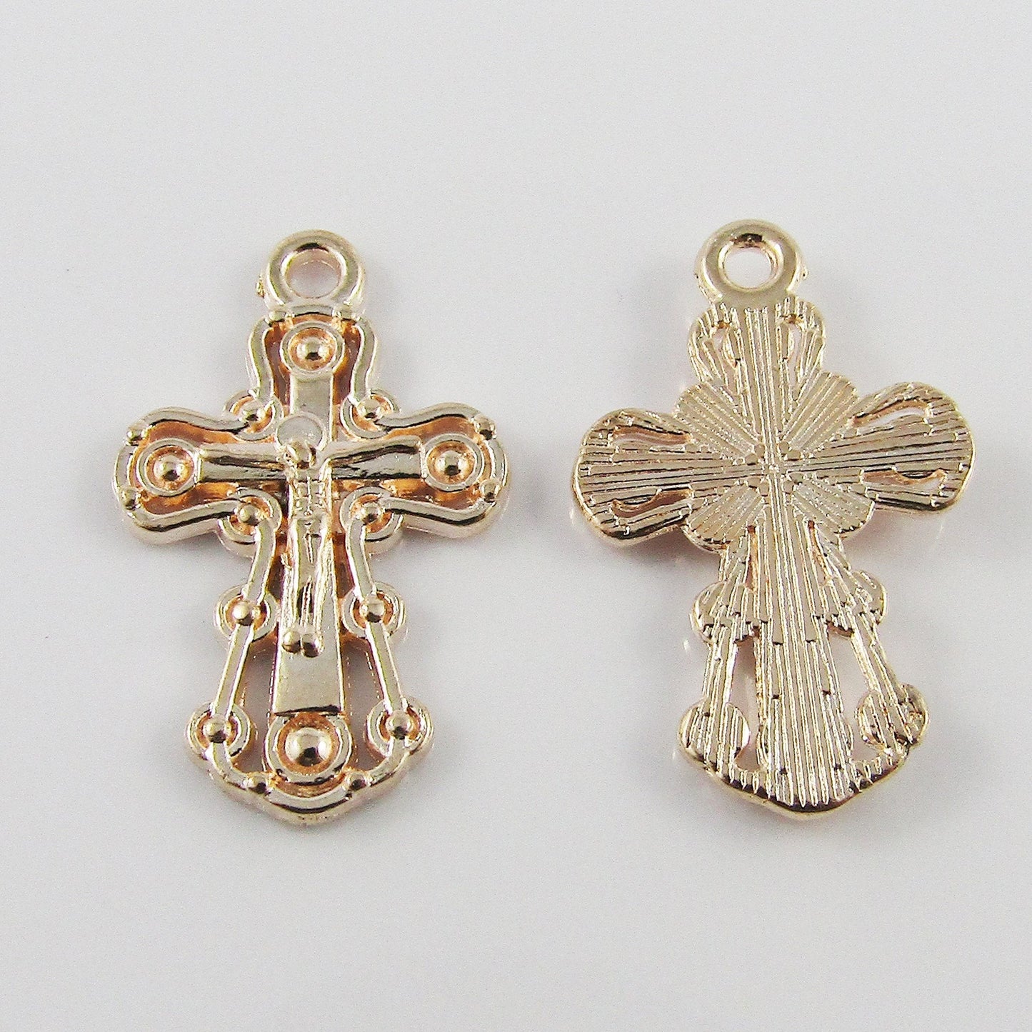 Bulk Crucifix Cross Charm Pendant Easter 22x14mm Light Rose Gold Select Qty