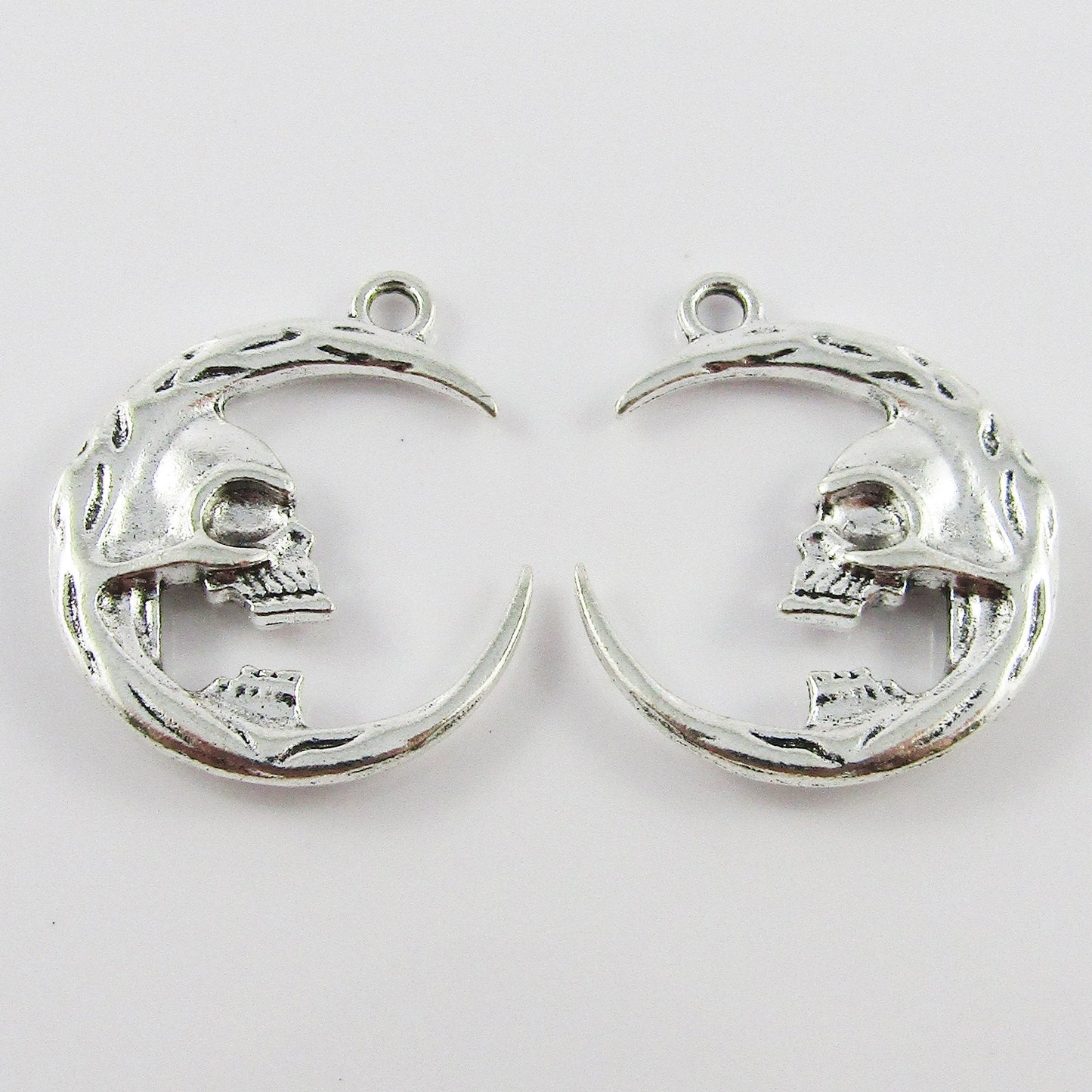 Bulk Skull Crescent Moon Charm Pendant 27x23mm Select Qty