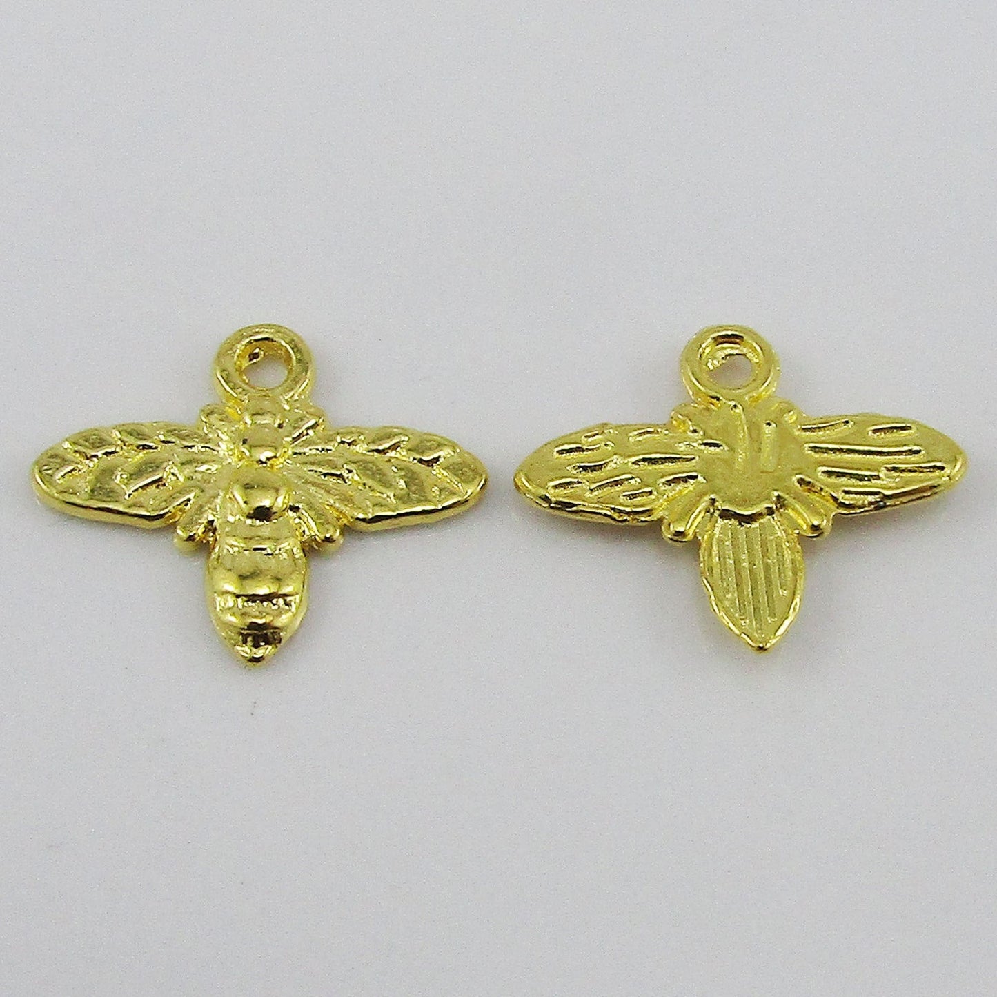Bulk Tiny Bee Charm Pendant Golden Garden Insects 13x16x2mm Select Qty