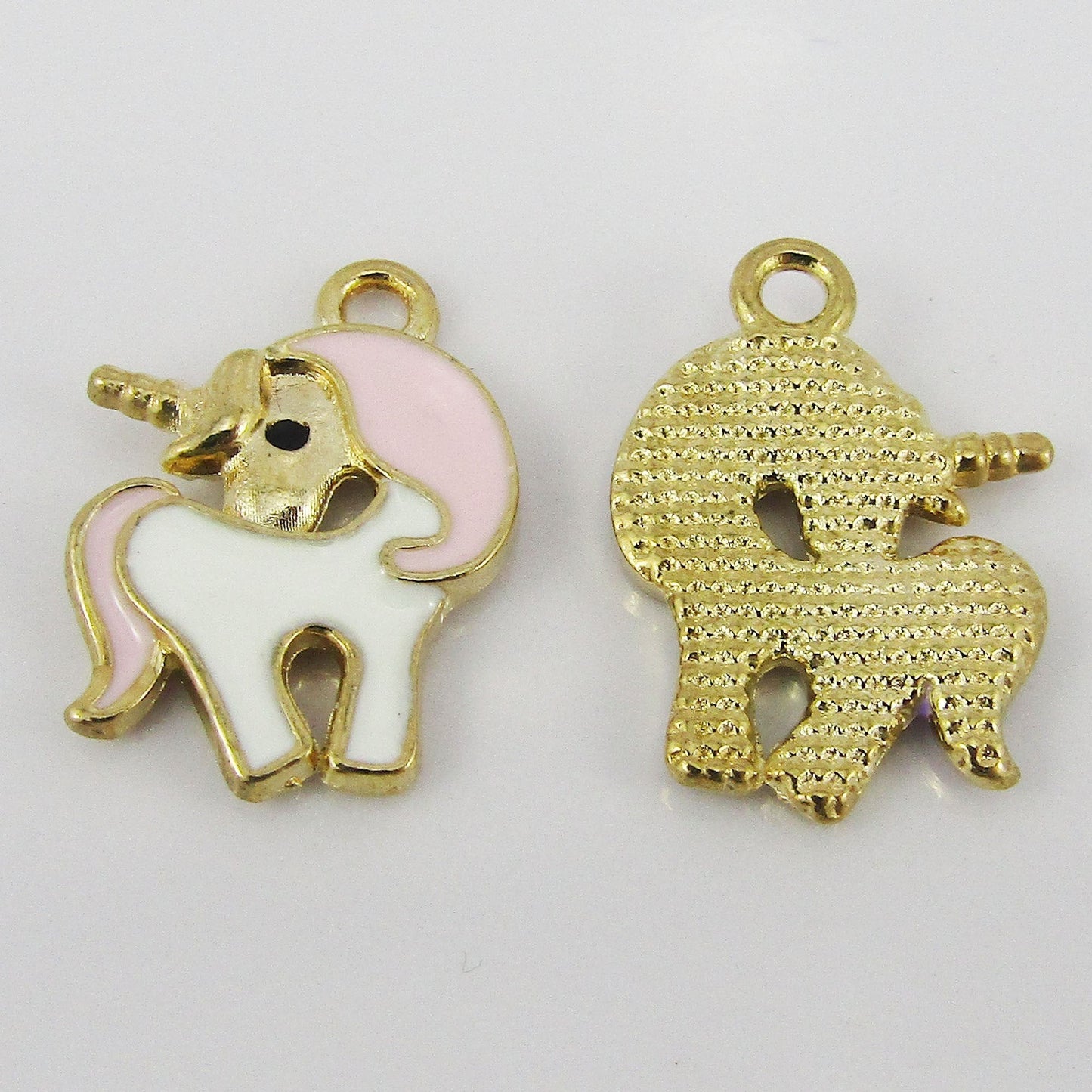 Bulk 10pce Enamel Unicorn Charm Pendant Light Gold & Blue Lilac or Pink 20x15mm