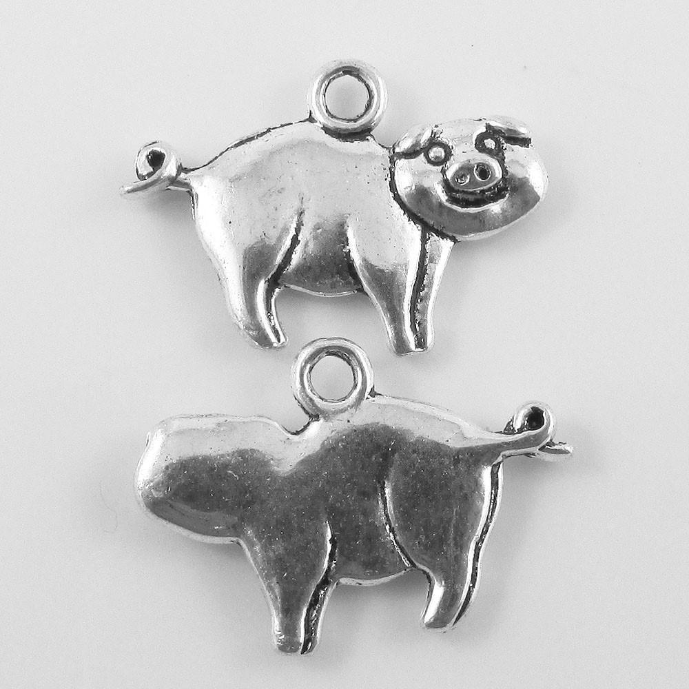 Bulk Happy Pig Charm Pendant Farm Animal 15x22mm Select Qty