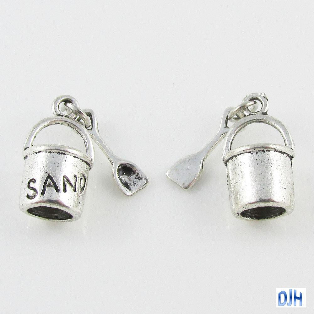 Bulk Sand Bucket and Spade Charm Beach Pendant Select Qty