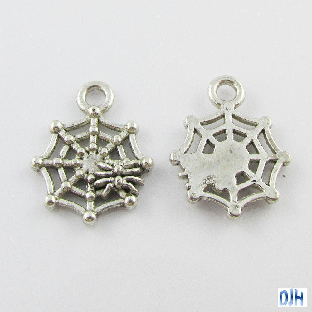 Bulk Spider in a Web Charm Pendant Charlottes Web Halloween 17x14mm Select Qty