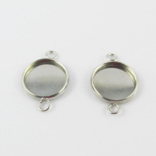 Bulk Pack of 10 Round Cabochon Connector Setting 20x14mm Fit 12mm Cabochons
