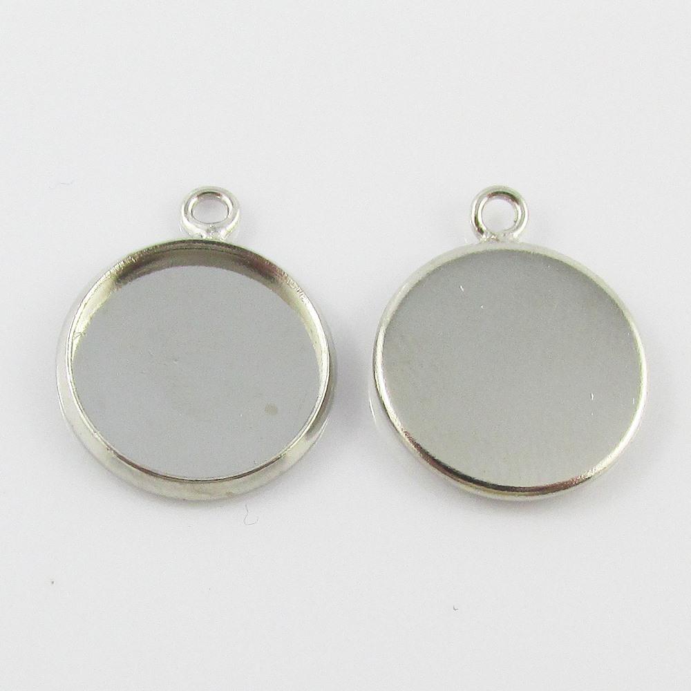 Bulk Silver Tone Brass Round Cabochon Setting 17x14mm Fit 12mm Cabs Select Qty