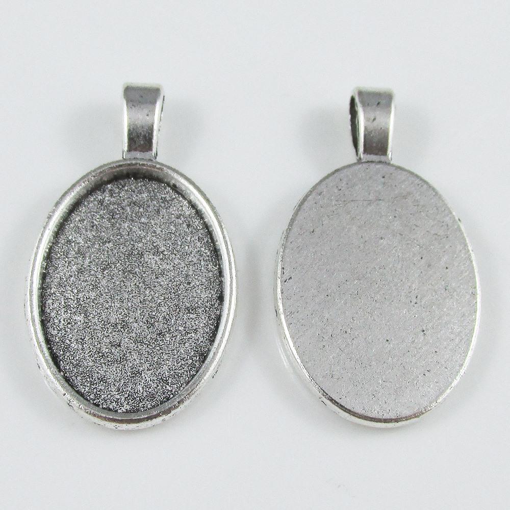 Bulk 10 Pack Oval Cabochon Pendant Setting 37x21mm Fit 25x18mm Cabochons