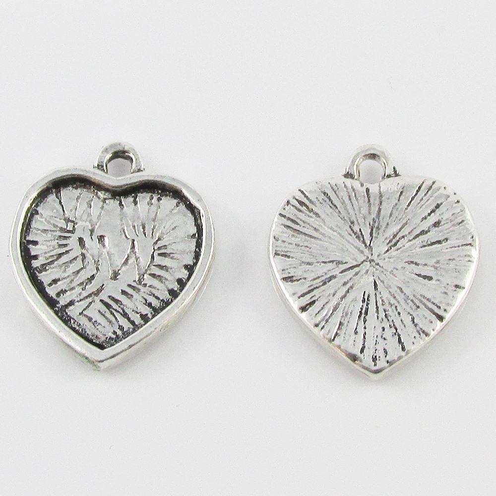 Bulk 10 Pack Heart Cabochon Pendant Setting 16x14mm Fit 12x12mm Heart Cabochons