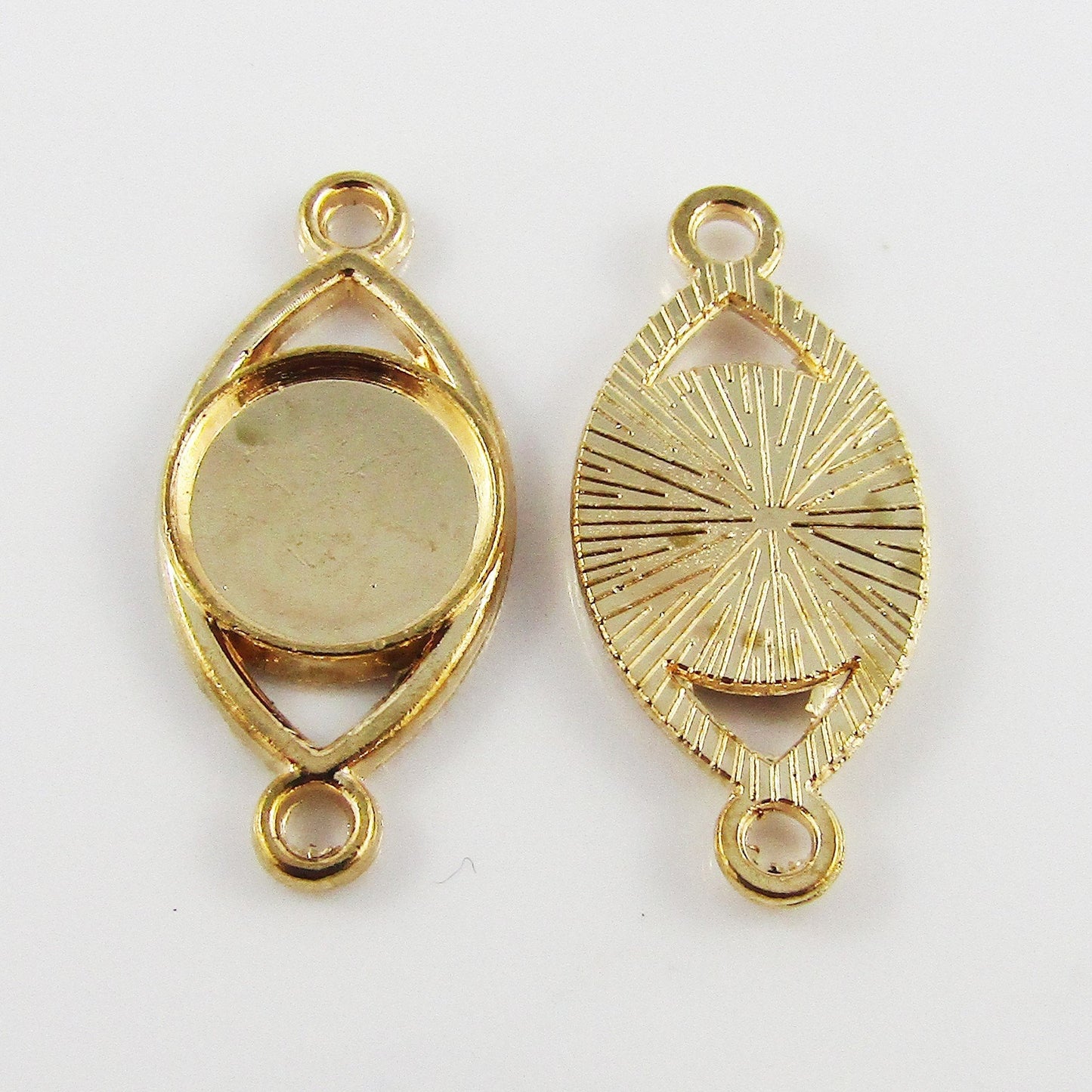 Bulk 10pcs Horse Eye Cabochon Connector Setting Alloy Fit 10mm ROUND Cabs Gold